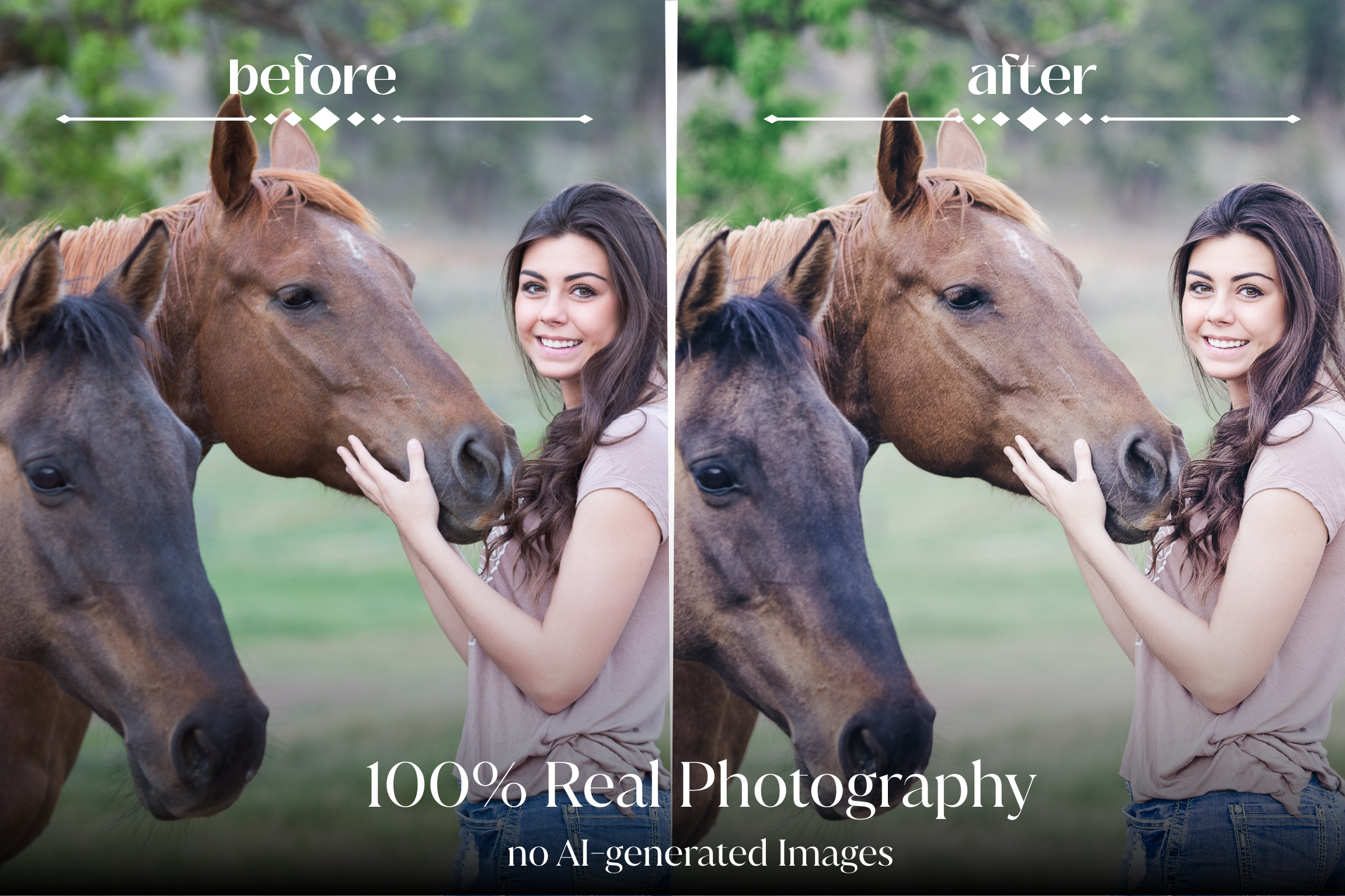 NATURAL GREEN – 10 Lightroom Presets für Pferde-, Haustier- & Outdoor-Fotografie